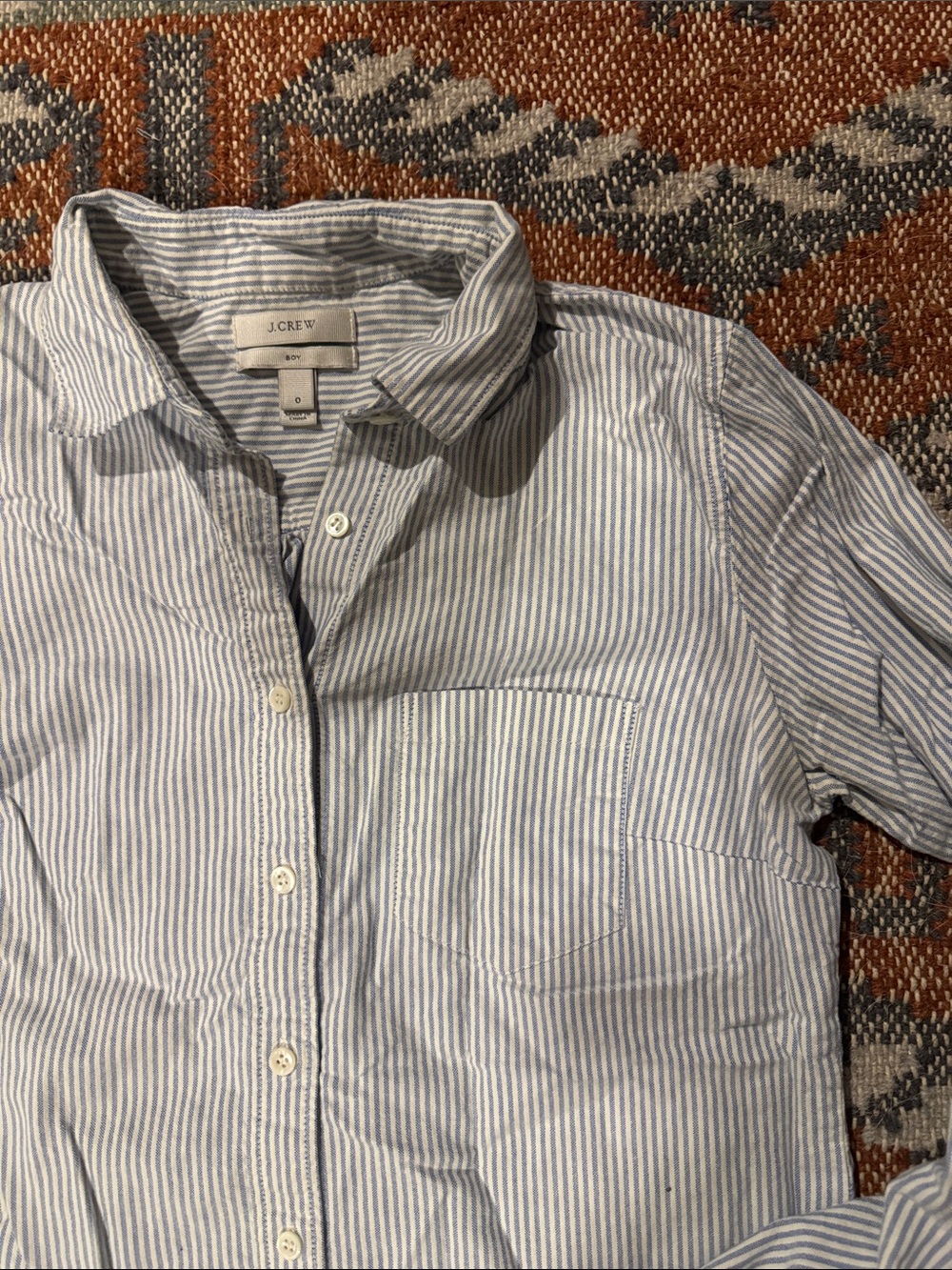 J. Crew Light Blue and White Striped Button-Down Shirt